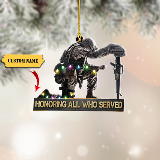 Veteran Kneeling - Personalized Christmas Ornament - Gift For Veteran, Ornament For Him, Gift For Him, Ornament Christmas