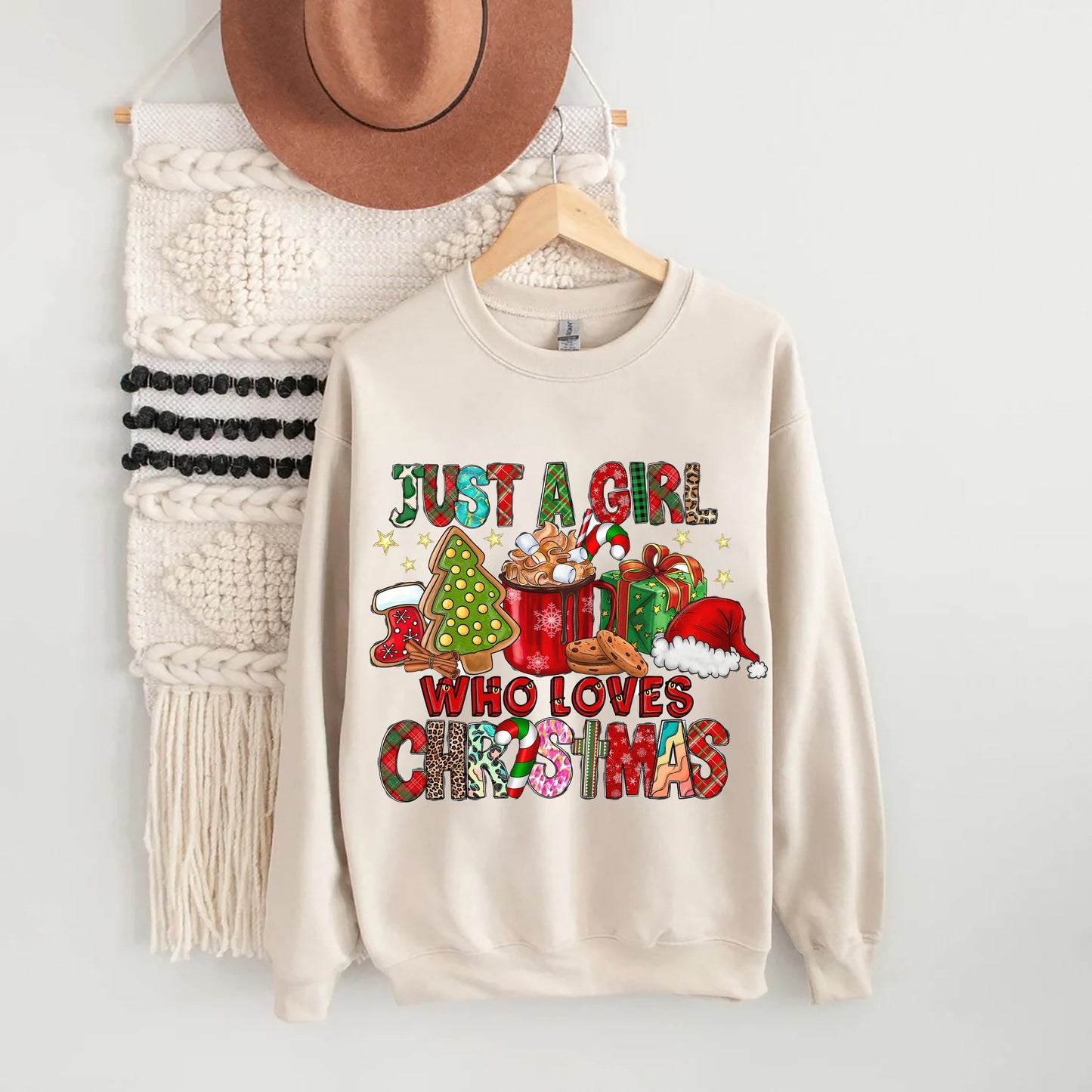 Just A Girl Who Loves Christmas Sweatshirt, Christmas Gift, Christmas Sweatshirt, Sweatshirt For Gift