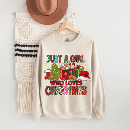 Just A Girl Who Loves Christmas Sweatshirt, Christmas Gift, Christmas Sweatshirt, Sweatshirt For Gift