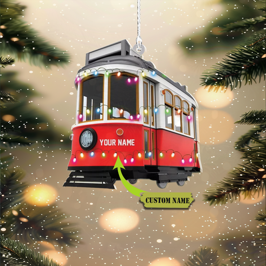 Vintage Tram, train Christmas Ornament, Railroader tree hanging Xmas Ornament, Ornament Decoration, Ornament For Gift, Ornament Christmas