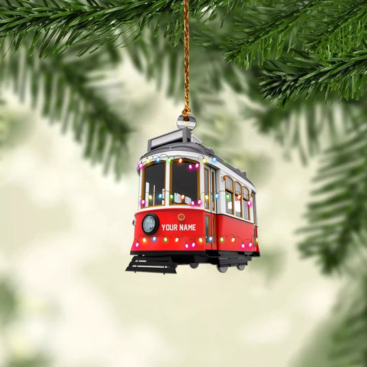 Vintage Tram, train Christmas Ornament, Railroader tree hanging Xmas Ornament, Ornament Decoration, Ornament For Gift, Ornament Christmas