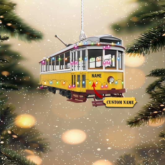 Vintage Tram, train Christmas Ornament, Railroader tree hanging Xmas Ornament34435, Ornament Decoration, Ornament For Gift, Ornament Christmas