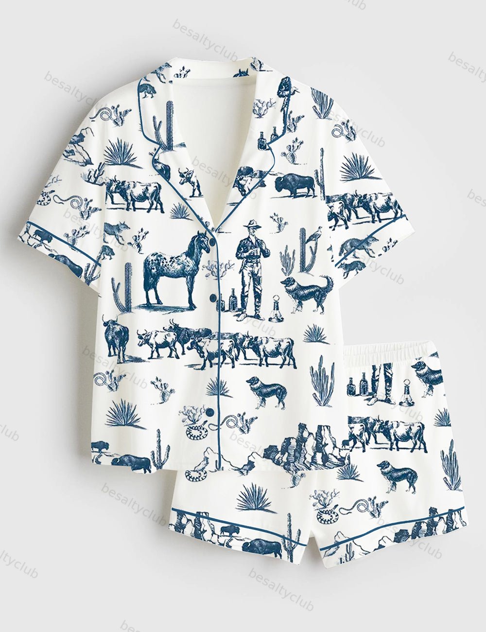 Wild West Adventure Short Sleeve Satin Pajama Set