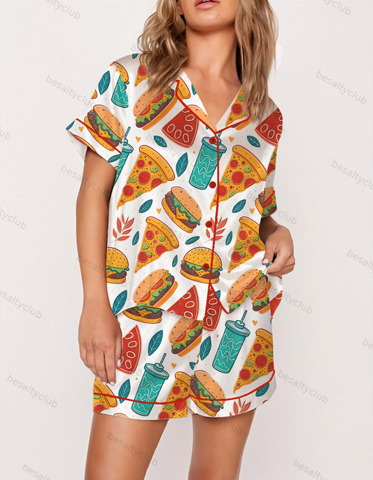 Fast Food Fiesta Satin Pajama Set