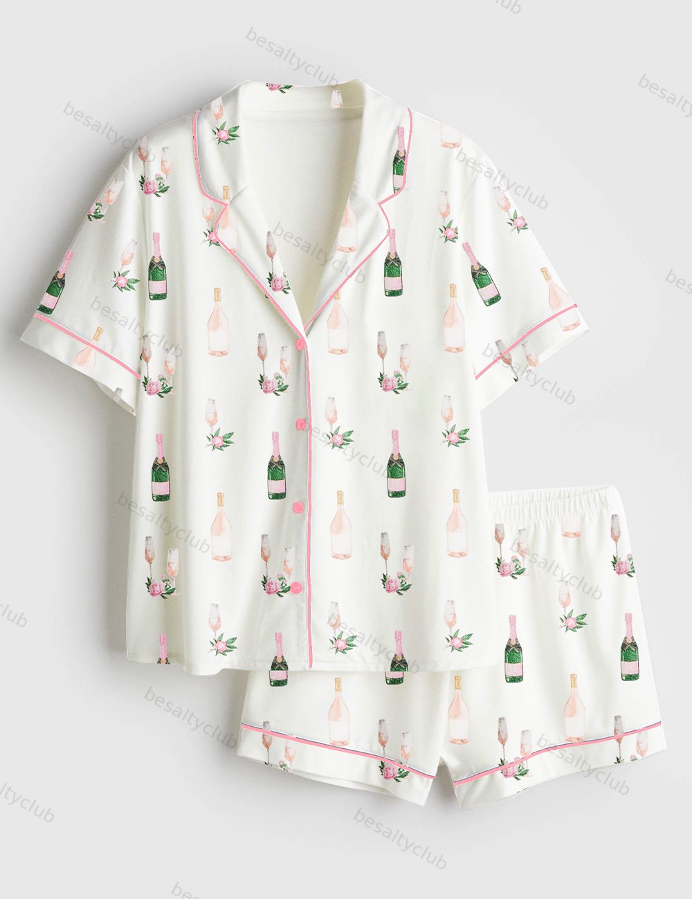 Breakfast Of Champs Short Sleeve Satin Pajama Set