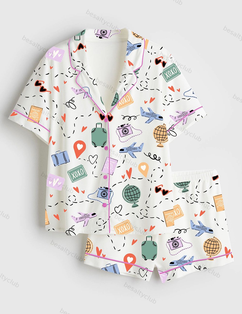 Travel Anywhere Short Sleeve Satin Pajama Set