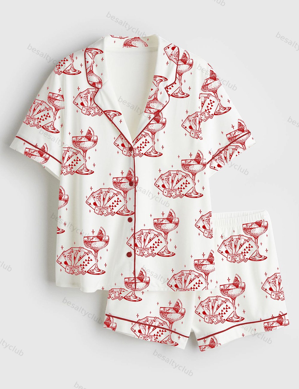 Bachelorette Party Casino Theme Bachelorette Las Vegas Bach Party Short Sleeve Satin Pajama Set