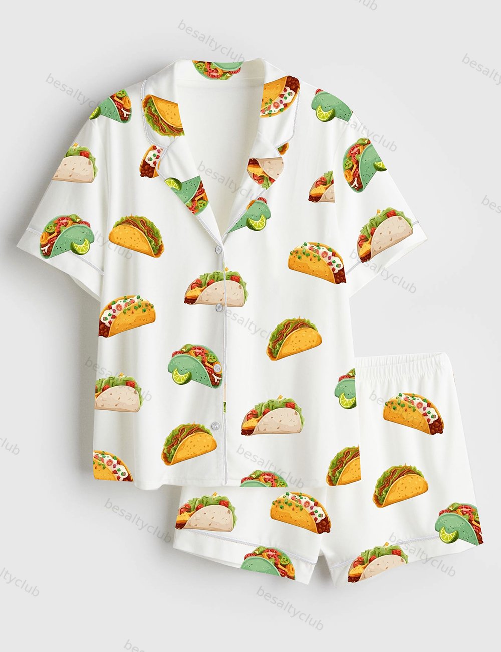 Eat Tacos Short Sleeve Satin Pajama Set
