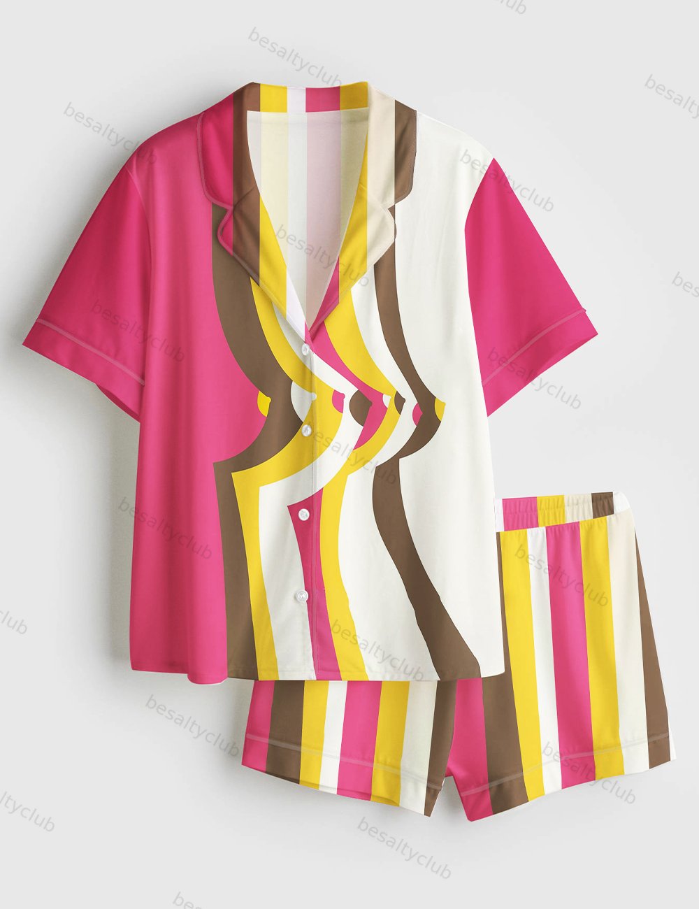 Breast Cancer Awareness Never Give Up Breast Cancer Fighter Print Short Sleeve Satin Pajama Set