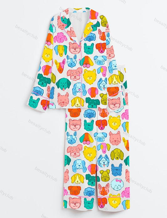 Doggie Doodles Long Sleeve Satin Pajama Set