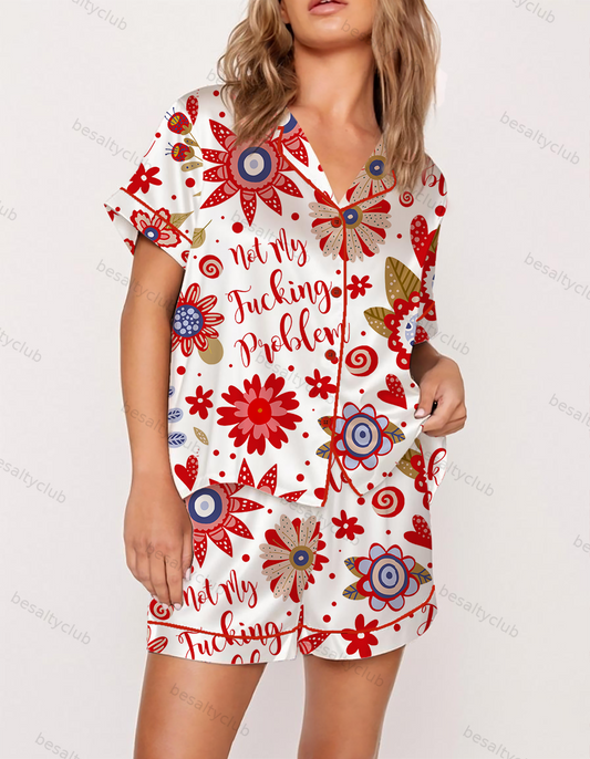"Not My Fucking Problem" Mood Satin Pajama Set
