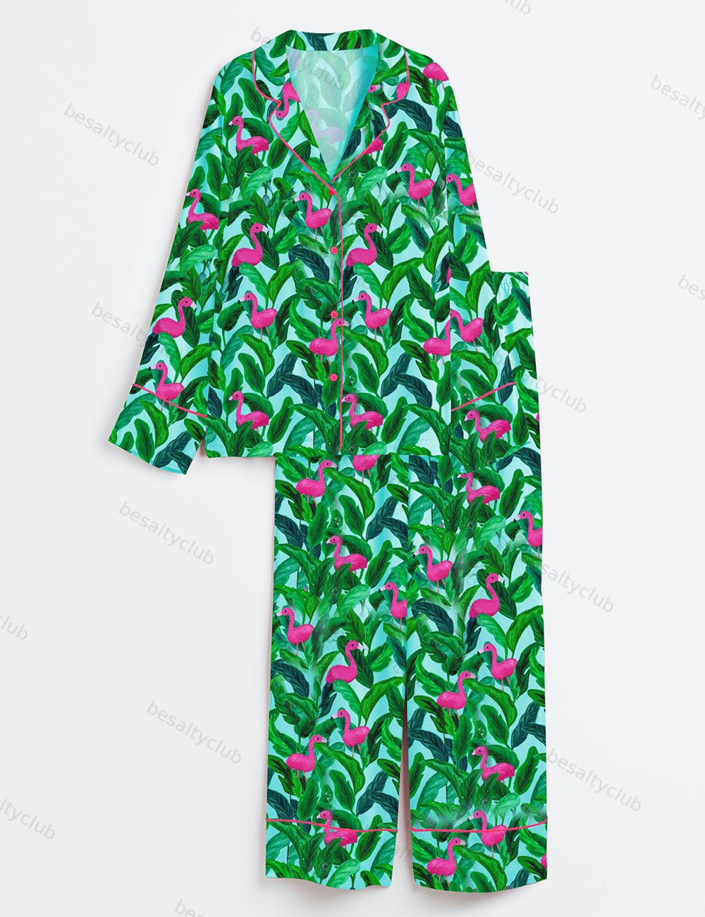 Palm Springs Long Sleeve Satin Pajama Set