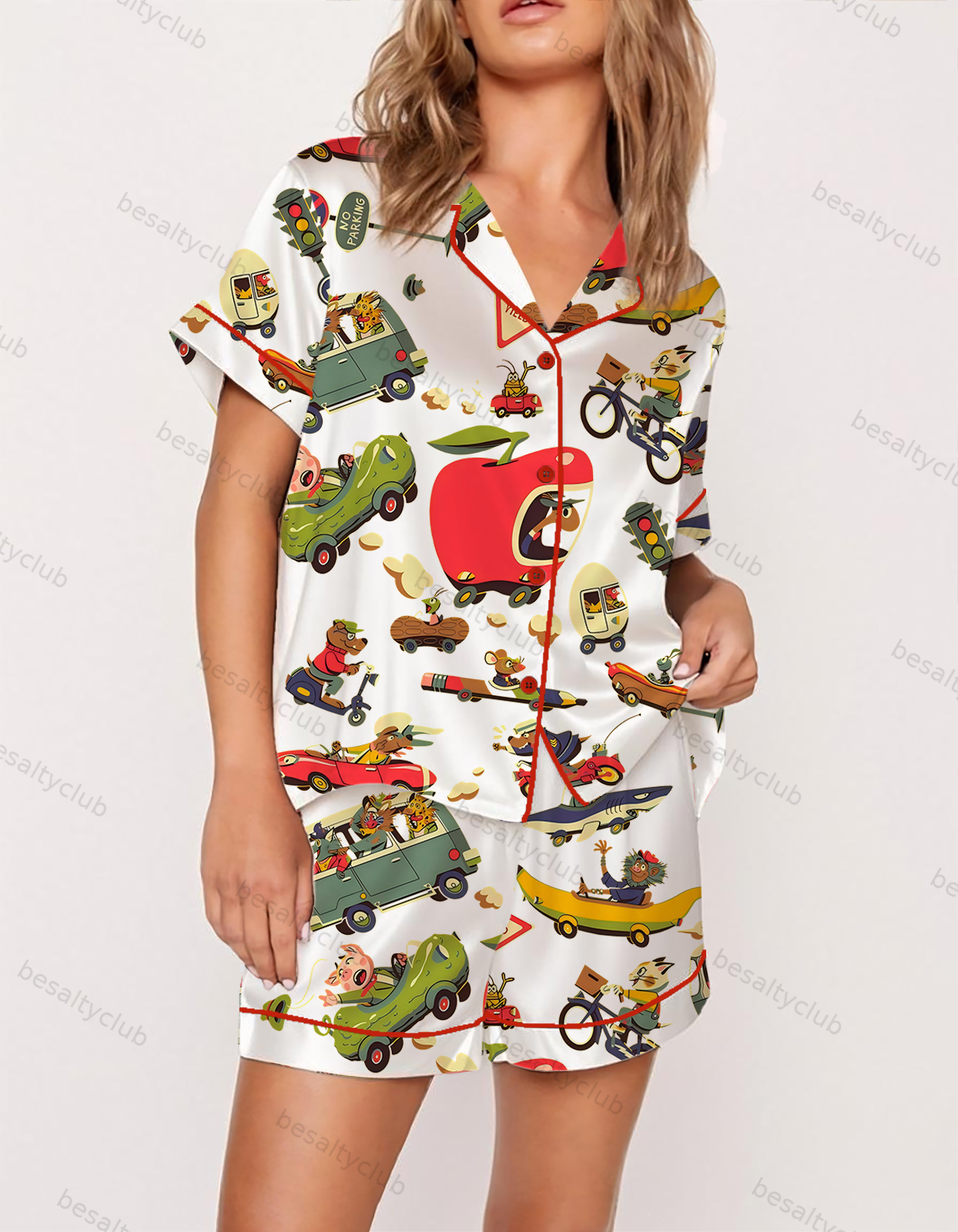 Childhood Memory Scarry's Car Satin Pajama Set