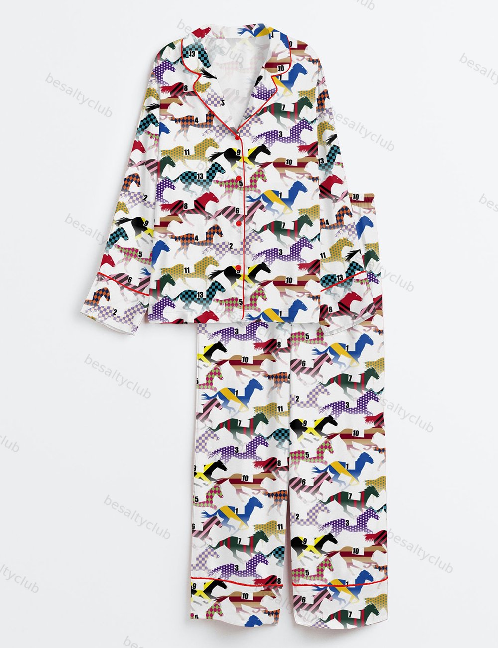 Western Kentucky Derby 151st Run For The Horse Print Long Sleeve Satin Pajama Set