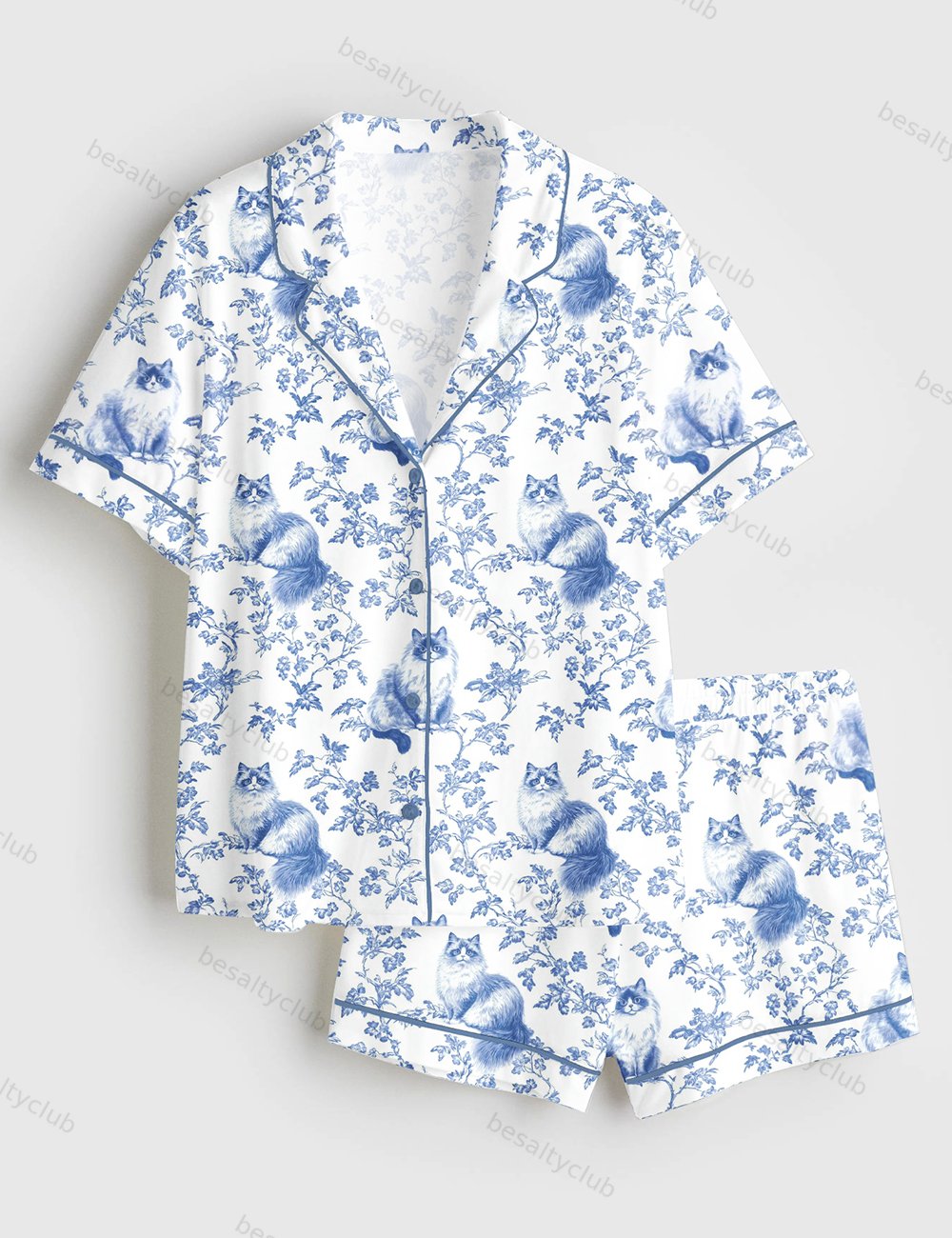 Ragdoll Cat Short Sleeve Satin Pajama Set