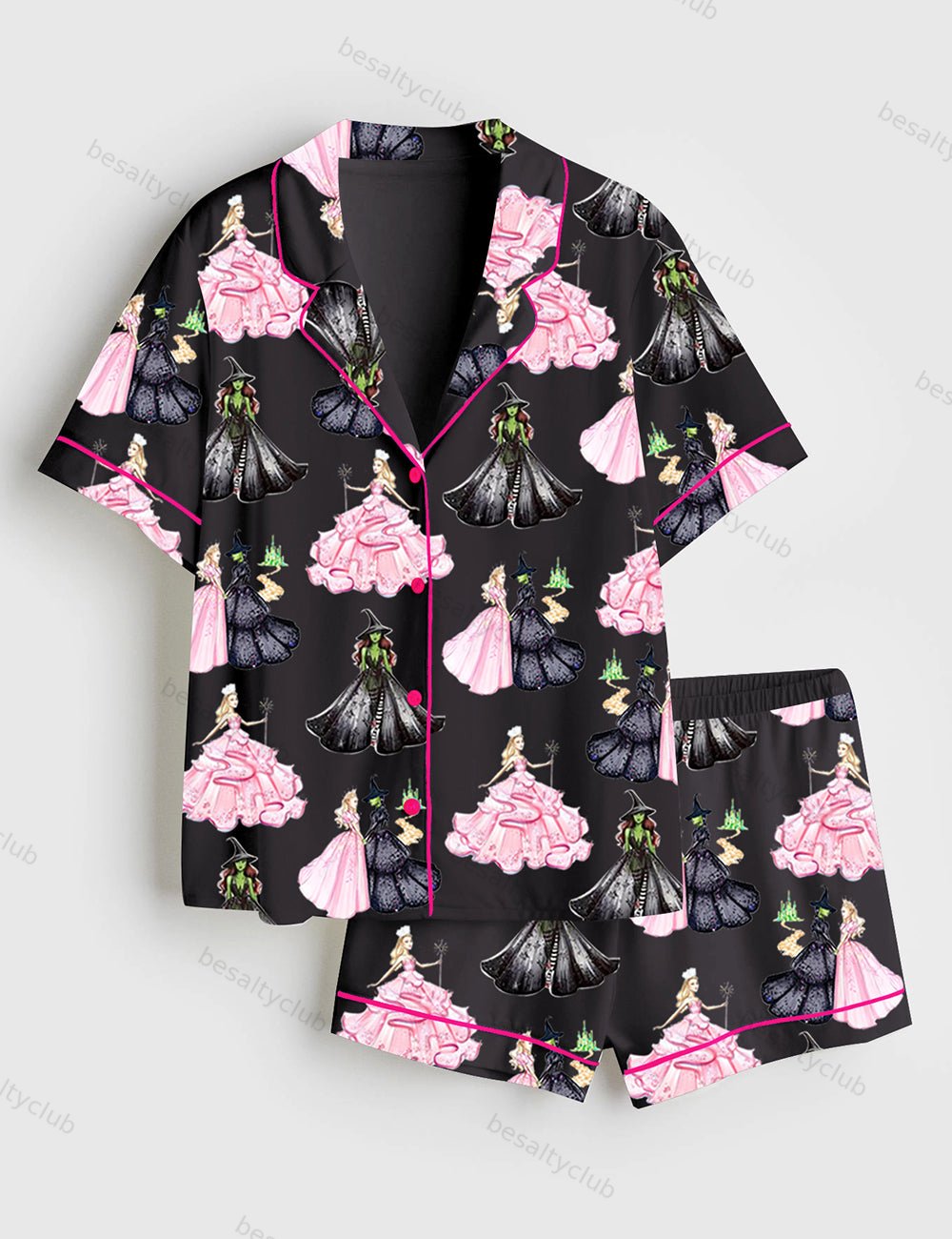 Wicked Print Short Sleeve Satin Pajama Set