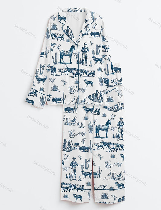 Wild West Adventure Long Sleeve Satin Pajama Set