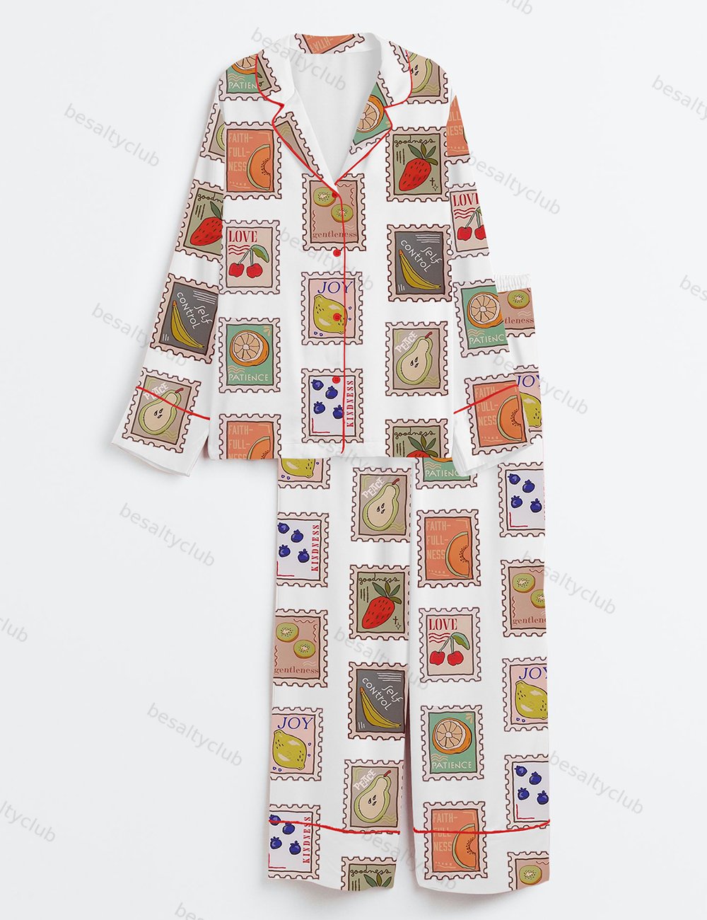 The Fruit Of The Spirit Long Sleeve Satin Pajama Set