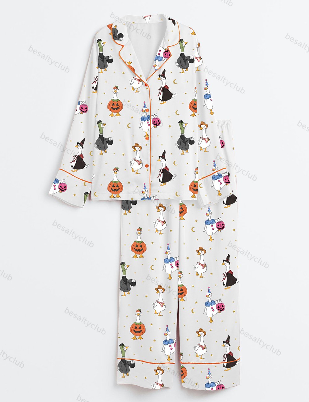 Halloween Goose Long Sleeve Satin Pajama Set