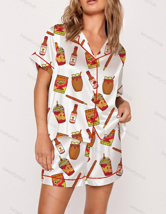 Mexican Spicy Snacks Satin Pajama Set