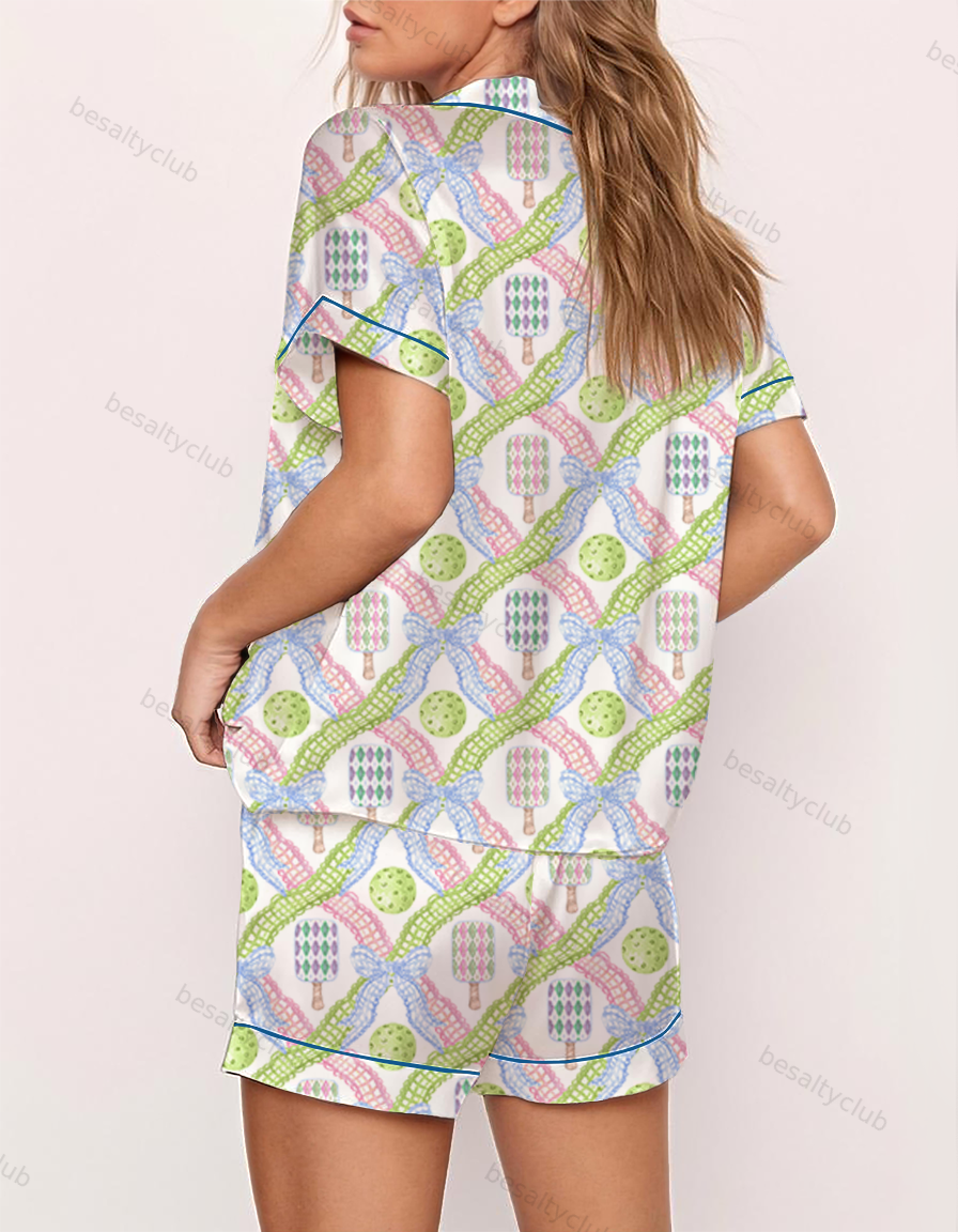 Pickleball Vintage Satin Pajama Set