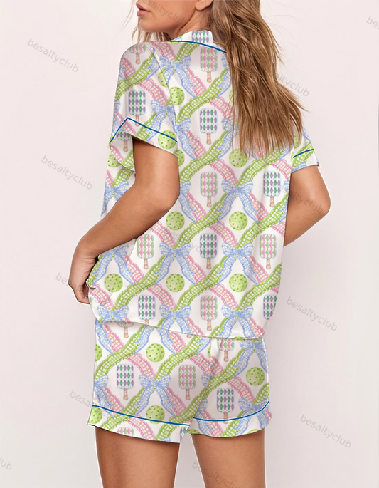 Pickleball Vintage Satin Pajama Set