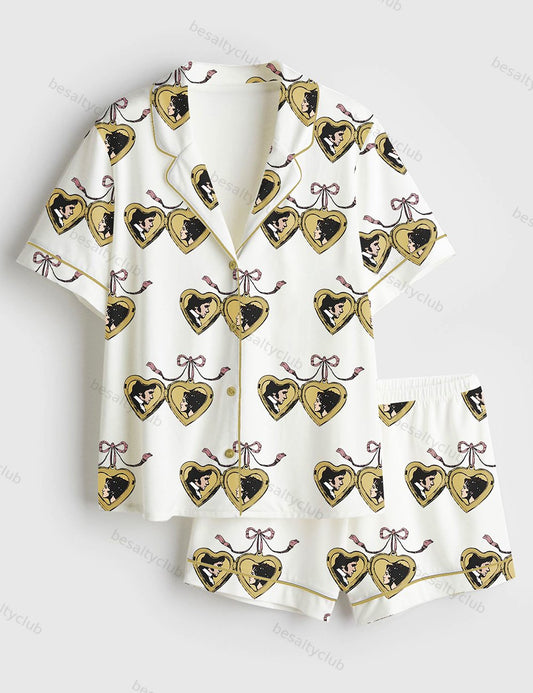 Pride and Prejudice Locket Short Sleeve Satin Pajama Set