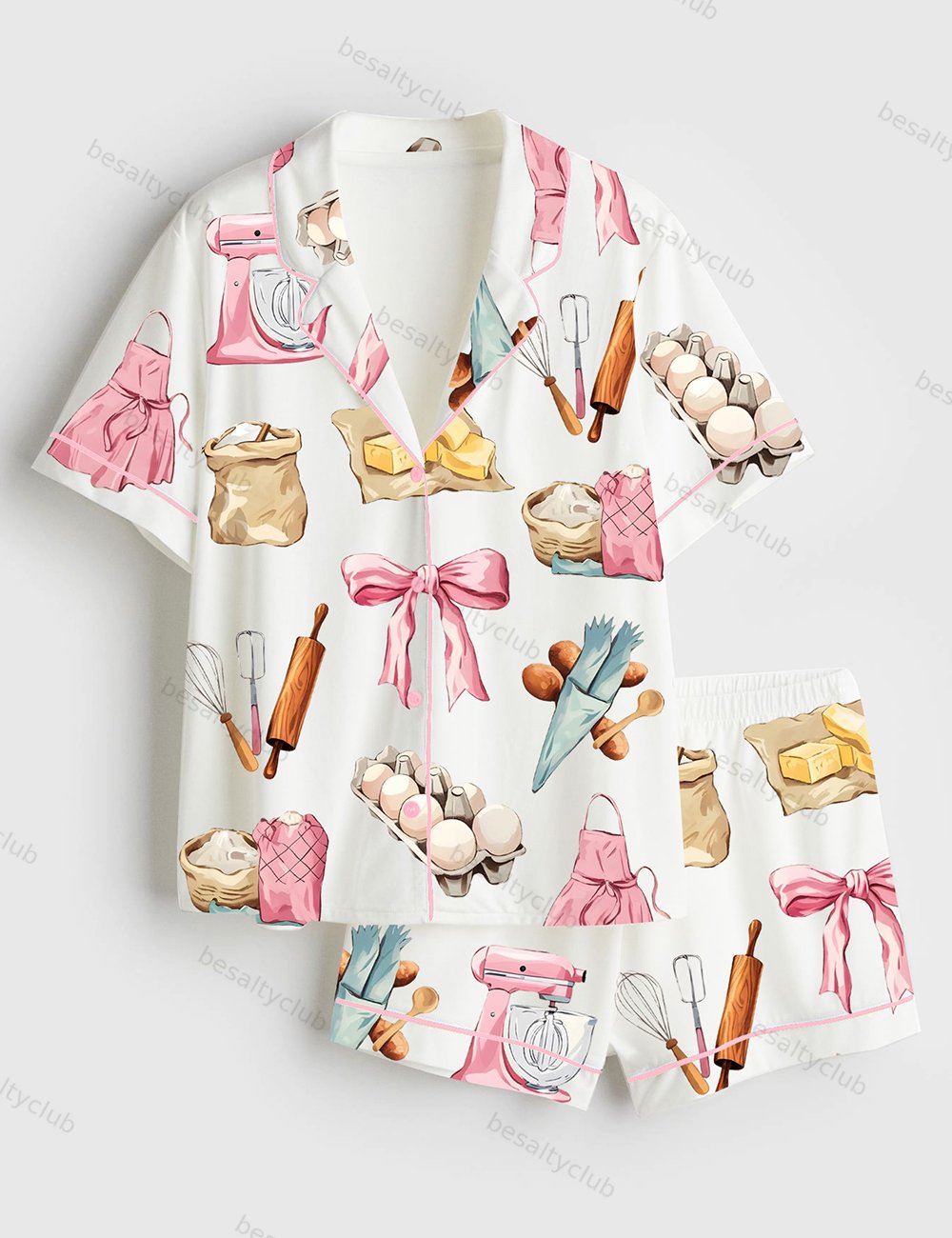 Baking Coquette Baker Short Sleeve Satin Pajama Set