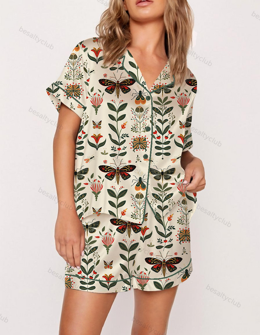 Folk Insects Specimen Satin Pajama Set