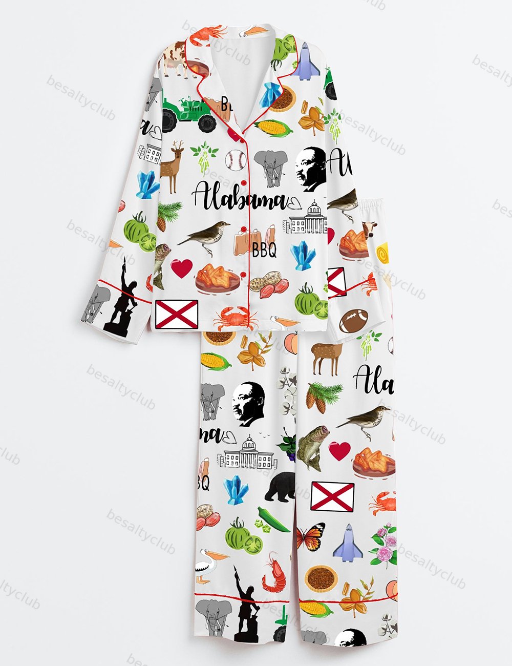 Alabama Travel Long Sleeve Satin Pajama Set