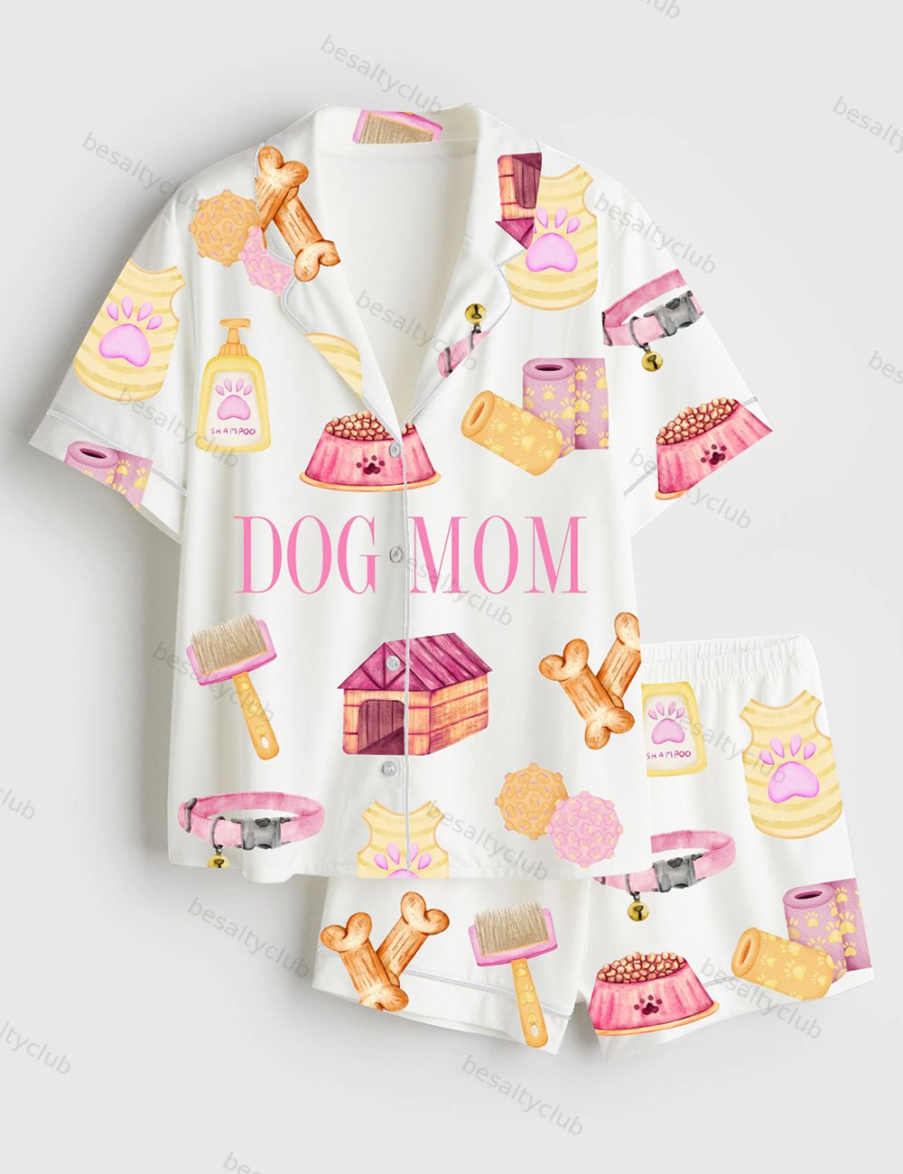 Dog Mom Stuff Dog Mama Short Sleeve Satin Pajama Set