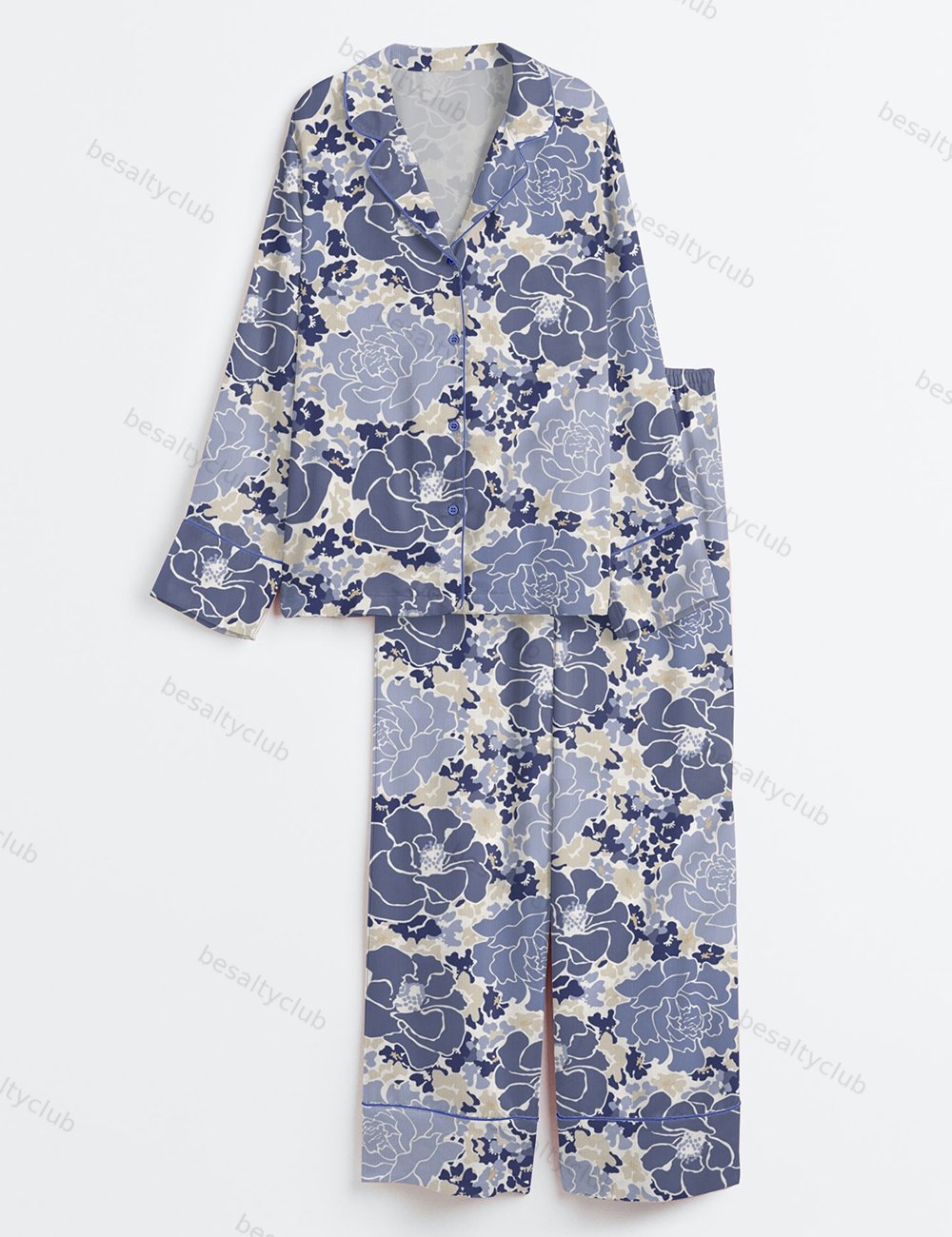 Floral Beats Bright Long Sleeve Satin Pajama Set