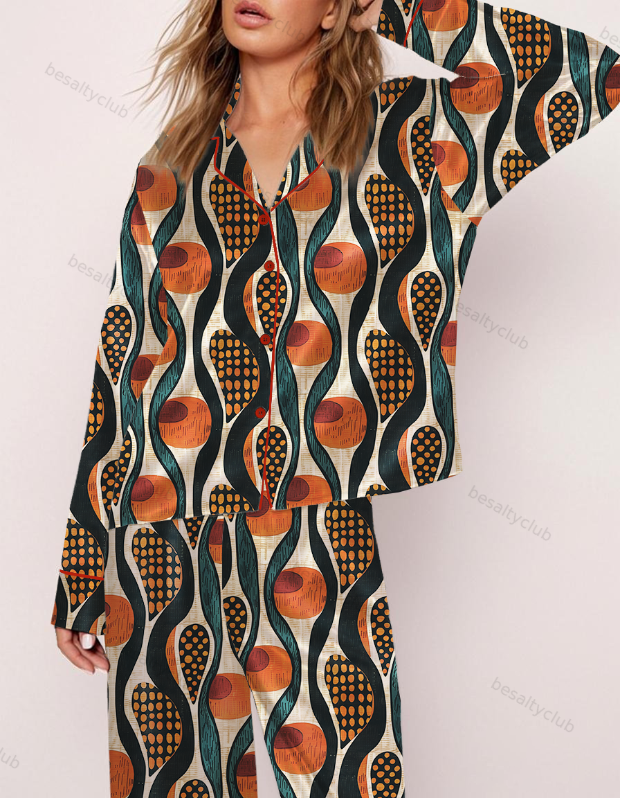 Abstract African Style Satin Pajama Set