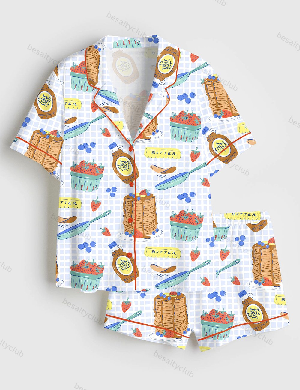 Pancake Food Artist Short Sleeve Satin Pajama Set