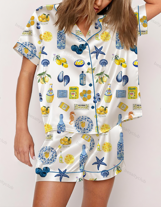 Italy Summer Days Satin Pajama Set