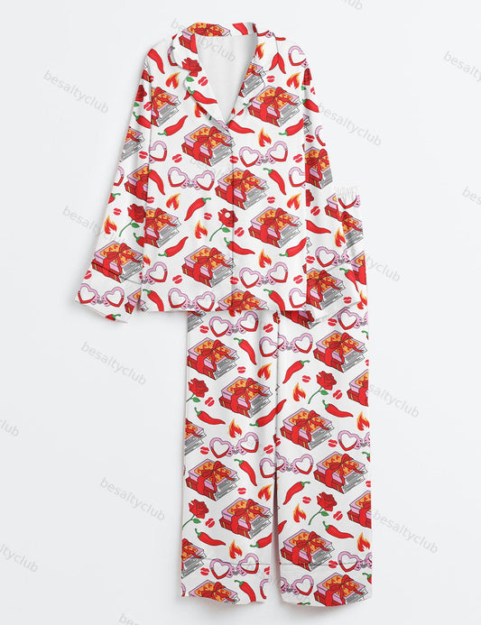 Spicy Smutty Book  Reading Book Lover Long Sleeve Satin Pajama Set