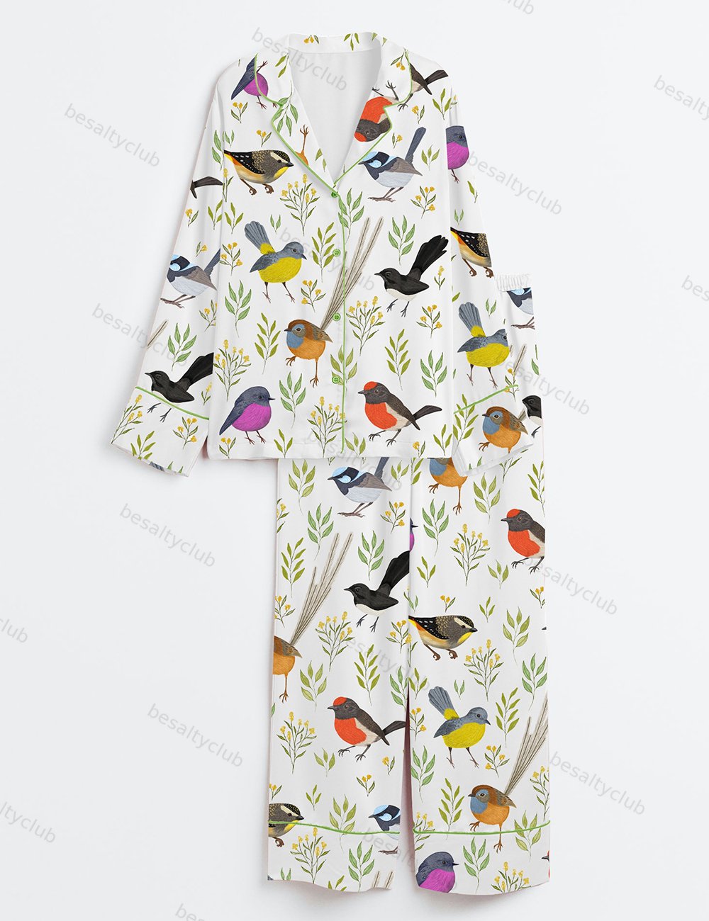 Little Birdies Long Sleeve Satin Pajama Set