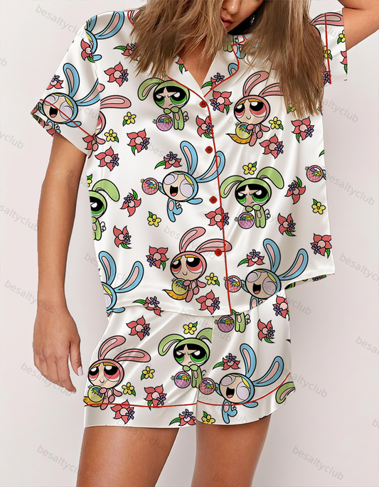 PPG Cartoon Bunny Satin Pajama Set