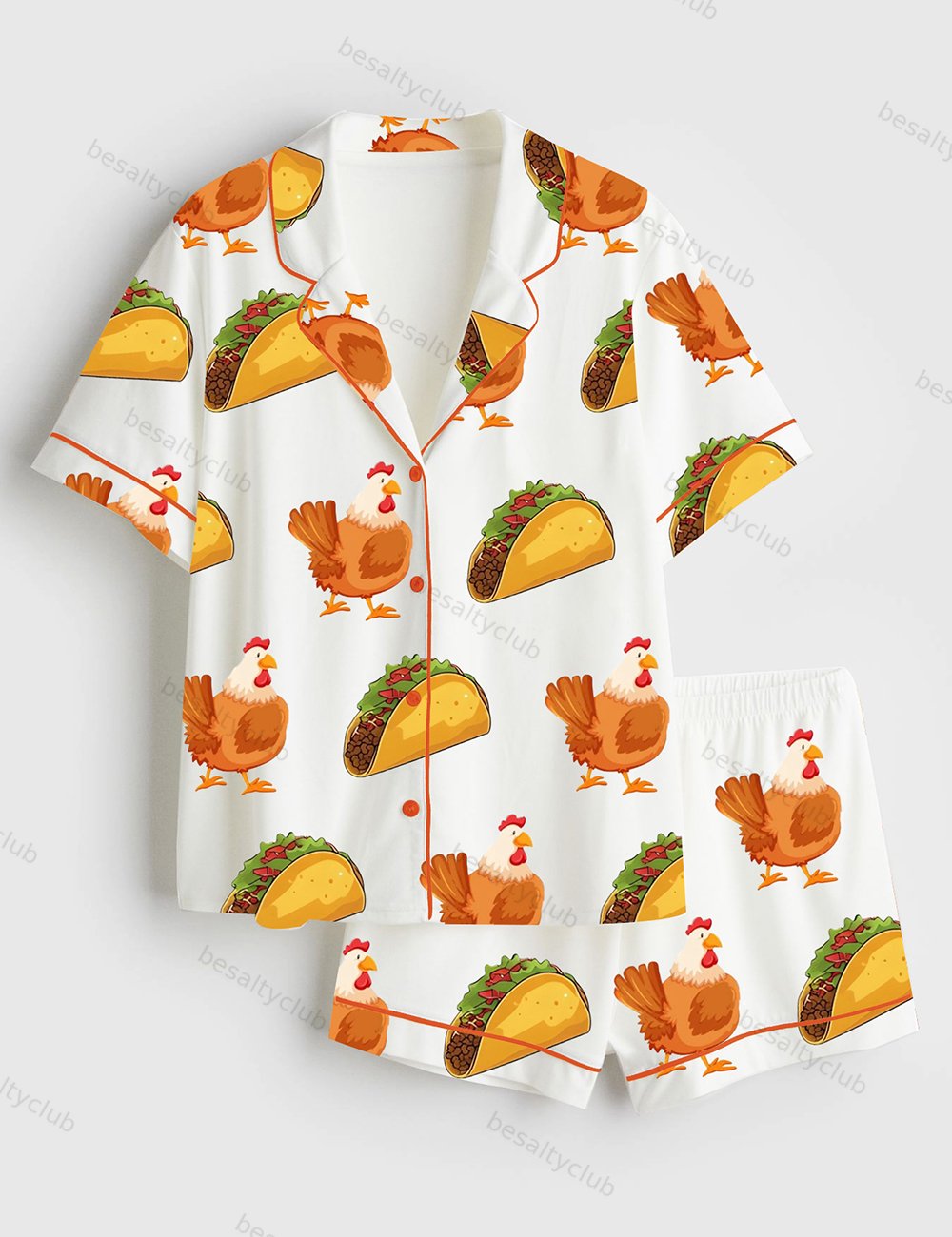 Trump Always Chickens Out Political Humor Short Sleeve Satin Pajama Set