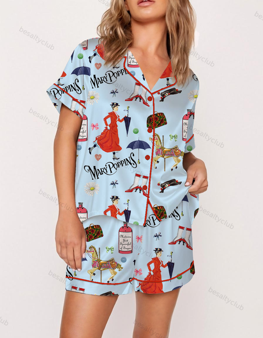 Vintage Mary Poppins Satin Pajama Set