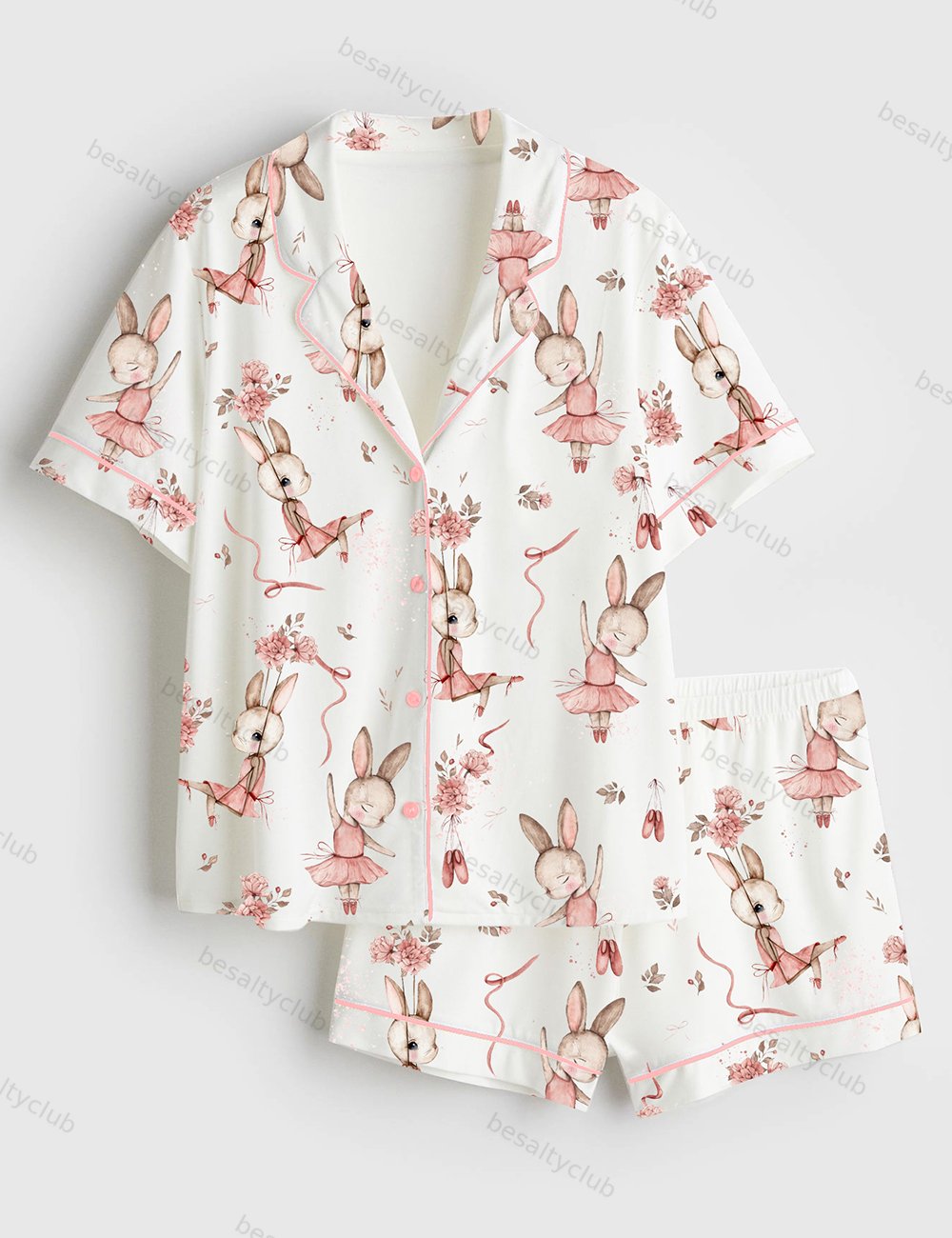 Ballerina Bunny Short Sleeve Satin Pajama Set