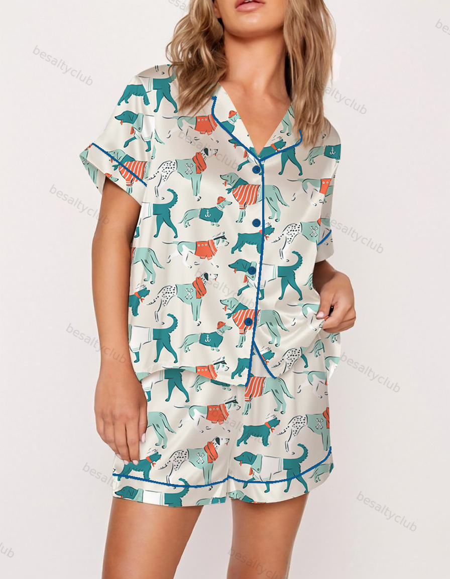 Nautical Puppy Satin Pajama Set