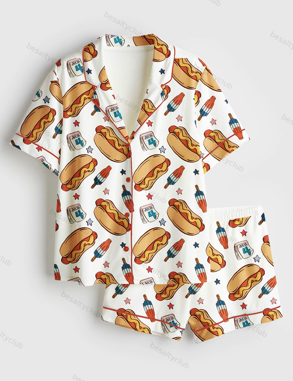 You Look Like The Fourth Of July Short Sleeve Satin Pajama Set