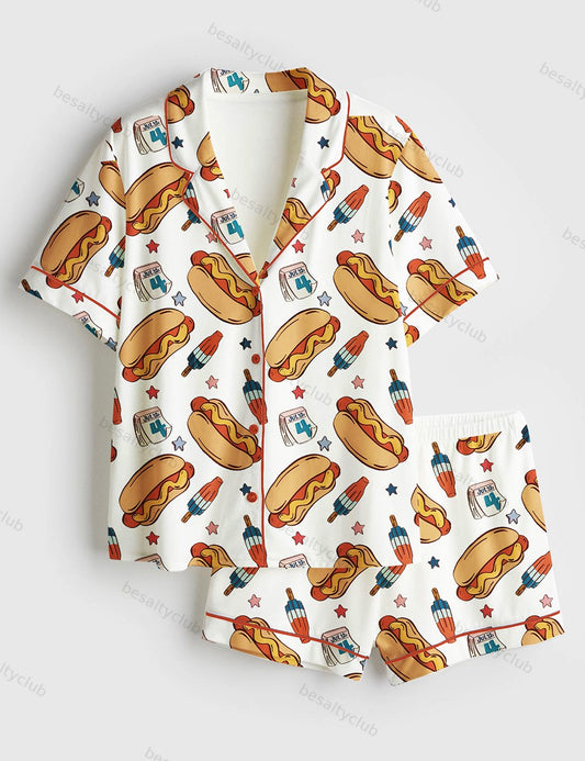 You Look Like The Fourth Of July Short Sleeve Satin Pajama Set