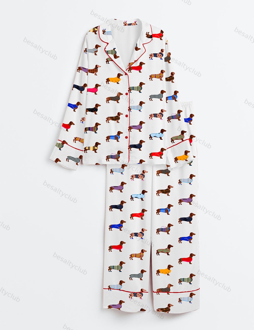 Dachshund Dog Long Sleeve Satin Pajama Set