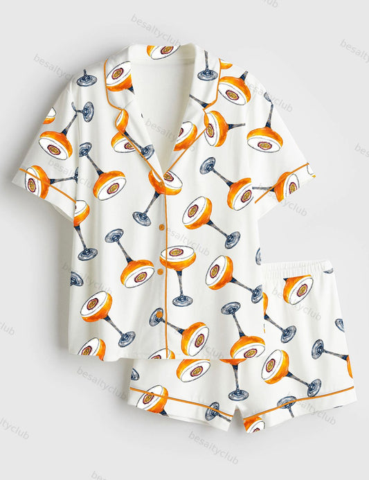 Pornstar Martini Cocktail Short Sleeve Satin Pajama Set