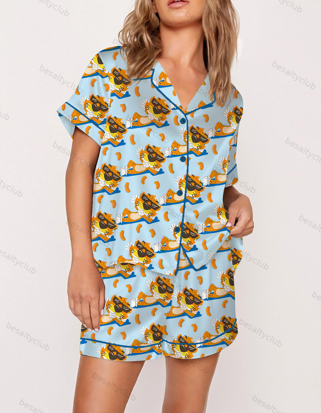Cool Cartoon Cheetah Satin Pajama Set