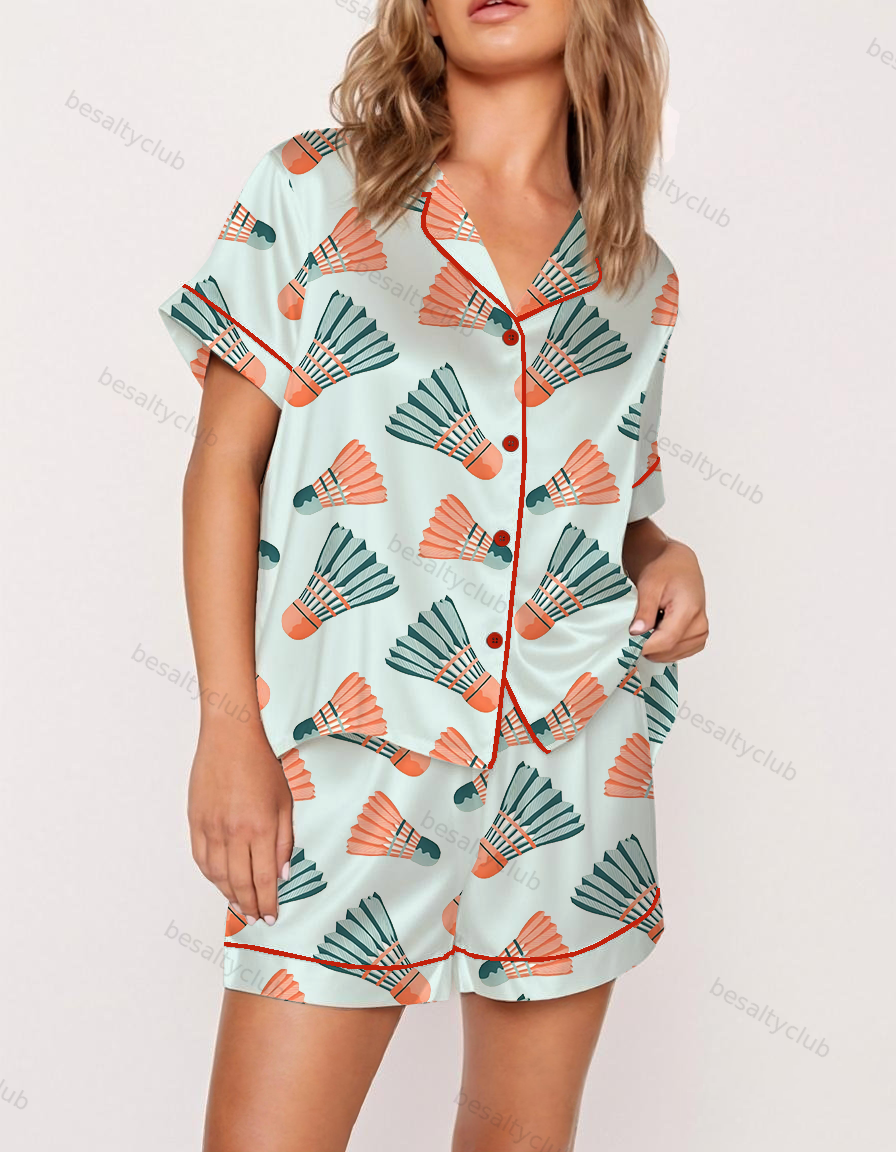 Retro Vibe Badminton Satin Pajama Set