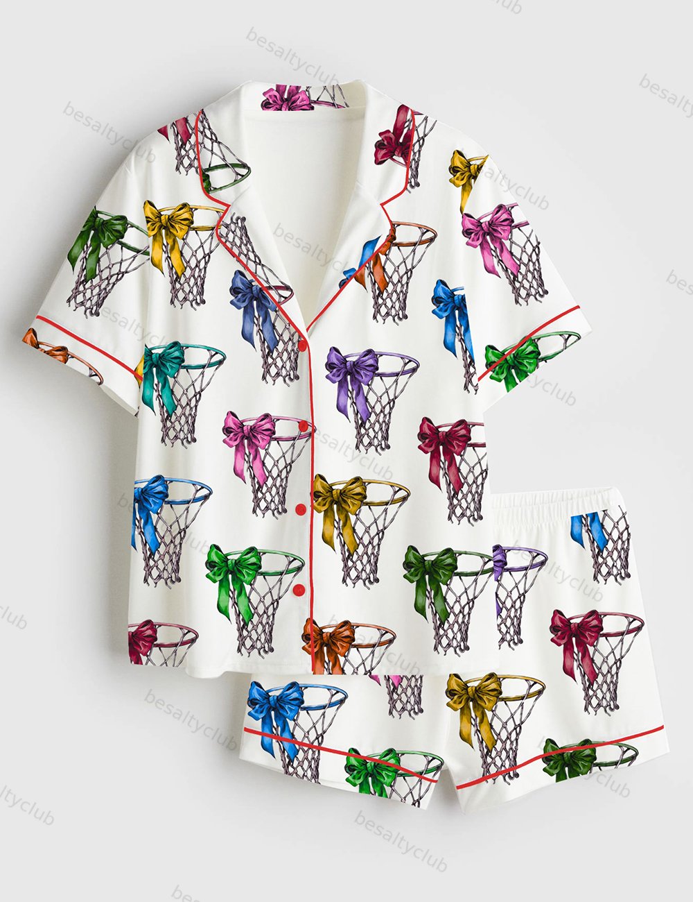 Coquette Basketball Game Day Short Sleeve Satin Pajama Set