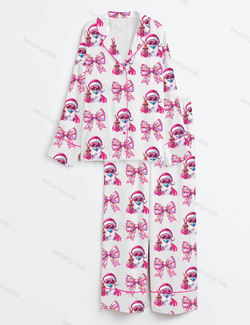 Retro Santa Christmas Blowing Bubble Pajama Set
